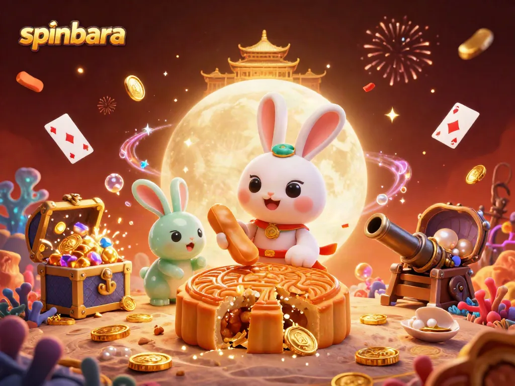 Engage in thrilling gameplay at Spinbara Casino with golden poker chips and festive elements.
